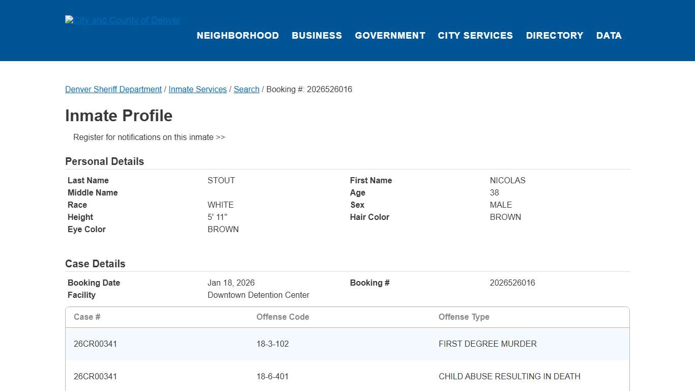 Inmate Search City and County of Denver