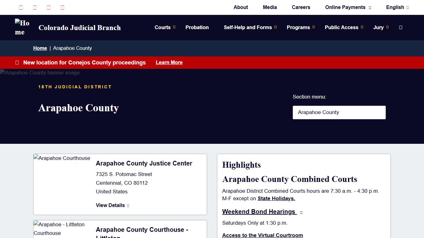 Arapahoe County Colorado Judicial Branch